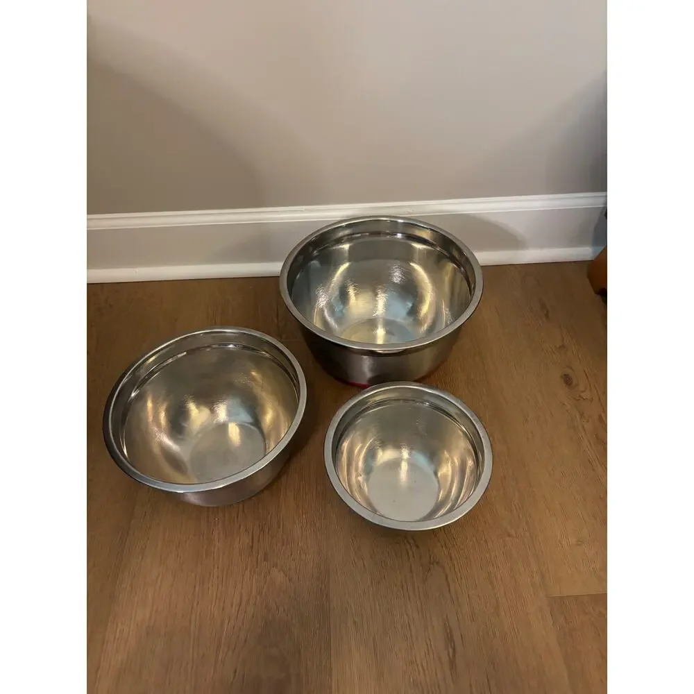 Stainless Steel Baking Mixing Bowls with Non-Skid Base, Set of 3